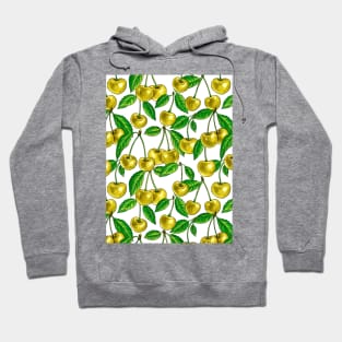 Yellow cherries on white Hoodie